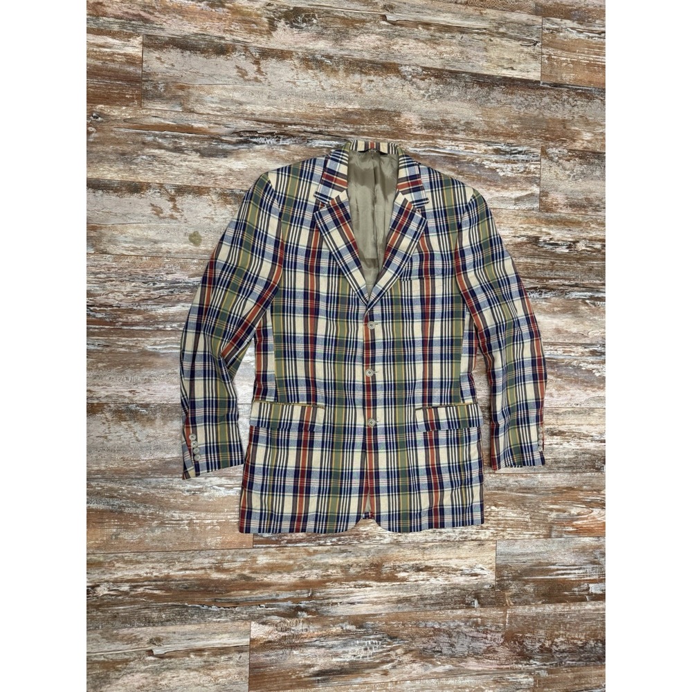 Mens Jos. A Bank Mitchell Sport Coat Blazer Jacket Size 40 Long Colorful Plaid